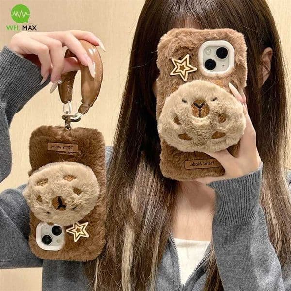 Hot Sale 3D Cute Capibala Cartoon Phone Case Suitable for iPhone 16 15 14 13 Pro Max Shock and Fall Protection Cover Birthday Gift T241209