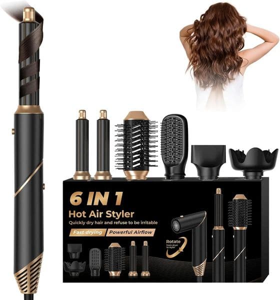Professional Foldable Hair Dryer 5 In 1 Hair Styler Air Brush Powerful Ionic Blow Dryer with Comb Automatic Hair Curler 241209