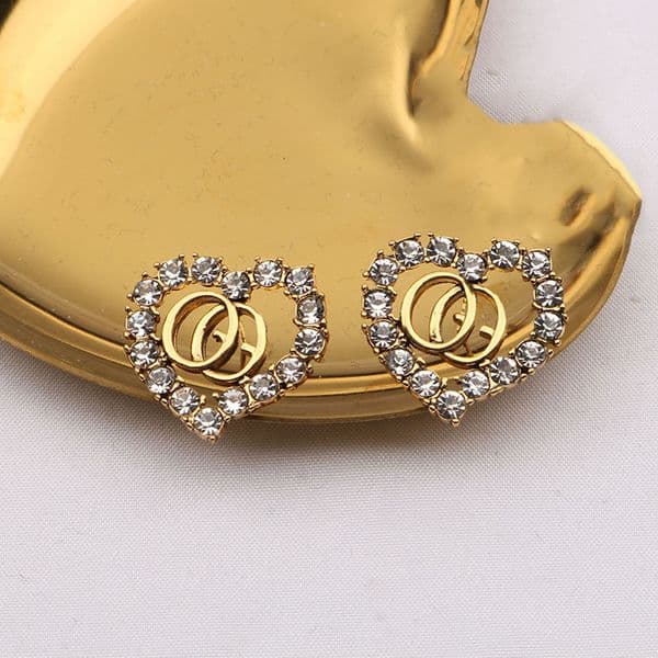 Gold Plated Luxury Designer Stud Geometric Square Classic Women Colourful Crystal Rhinestone Letter Earrings Wedding Party Jewelry 8Colors