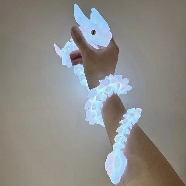 3D Printed Horned Dragon Figurine Ornament Luminous Dragon Full Body Joints Movable Simulated Animal Model Desktop Craft Decor 241210