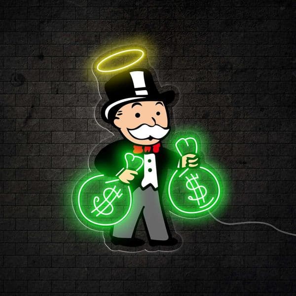 CUS Monopoly Man Money UV Neon Light Acrylic Art Customization Neon Light Bedroom Living Room Decoration Wall Art LED Neon Light Decoration X241210