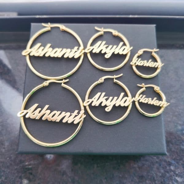 Leeche Customized Name Earrings Round Hoops Personalized Stainless Steel Letter Earrings 241209