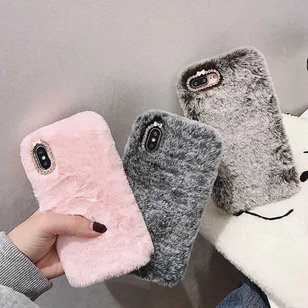 Hot Sale Cute Winter Warm Fluffy Fur Plush Phone Case Suitable for iPhone 16 15 11 13 PRO MAX X XS XR SE 2 8 7 6 Plus 5 4 Luxury Flash Phone Cover T241209