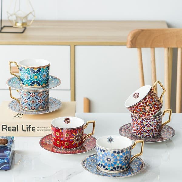 Designer Mug European-Style Small Coffee Saucer Teacup Moroccan Cup Ins Style English Afternoon Tea Set 1235
