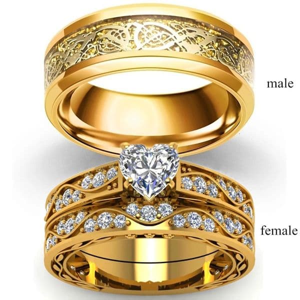 Fashionable Couple Ring Lover Cute Womens Zircon Heart Stainless Steel Mens Valentines Day Gift 241210