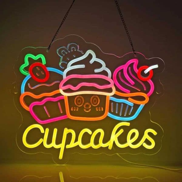 XM cup-shaped cake neon wall art decoration suitable for baking cafes business services home stores/trucks USB powered dimmable X241210