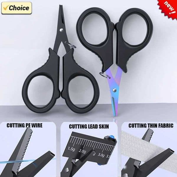 Portable titanium coated mini fishing scissors made of stainless steel used for cutting PE braided line bait fishing tool accessories W241211