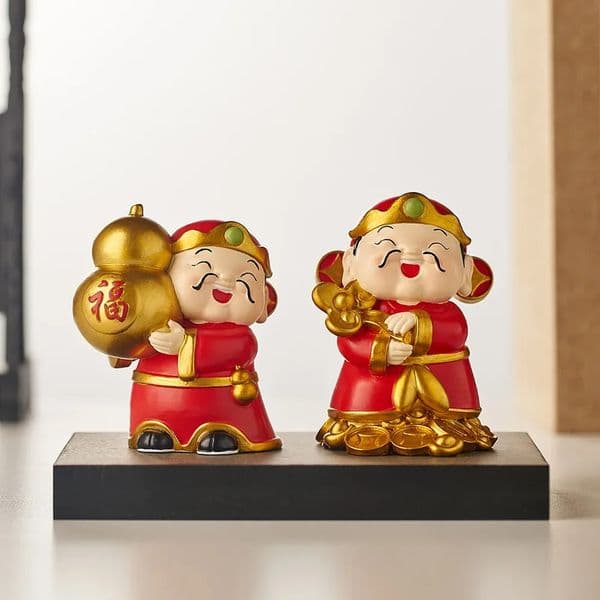 Resin God of Wealth Trinket Creative Car Ornaments Good Luck Home Living Room Accessories Figurines Desktop Decoration Gifts 241212