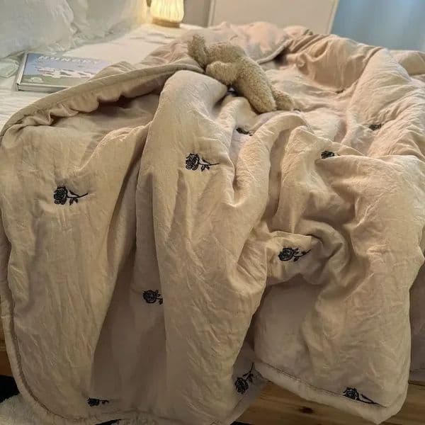 Summer bedding Japanese minimalist fashion coffee colored washing cotton single bedding with air conditioning machine cleaning 241206