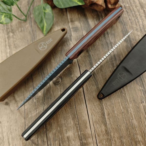 High Quality 203BT-01 DACIAN Jungle Tactics Fixed Blade Knife Brown Canvas Micarta D2 Steel Easy knife To Carry Outdoor Hunting Hiking Pocket Knife with PIM Polymer