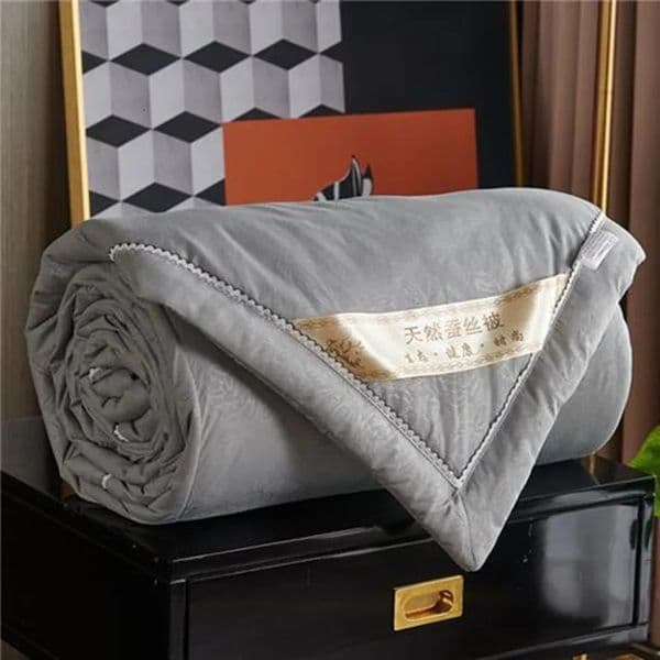 100% Mulberry Silk Quilt Summer Blank Spring Skin Friendly Cotton Embossed Thin Core Childrens Double Large Bedding 241206