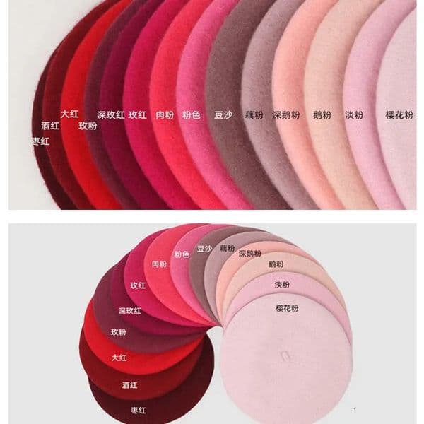 Pink wool beret Japanese hat vintage painter hat flower bud hat autumn hat winter vintage hat warm and cute casual hat womens beret 241211