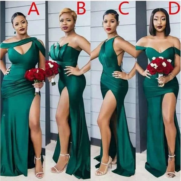 Emerald Green Cutom Side Split Bridemaid Dree Difference Necke Long Beach Wedding Party Guet Gown Plu Size Bm0199