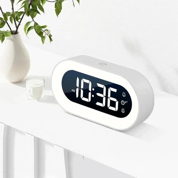 Music LED Digital Alarm Clock 2024 Voice Control Night Light Desktop Clocks Home Table Decoration Childrens Gift 241212