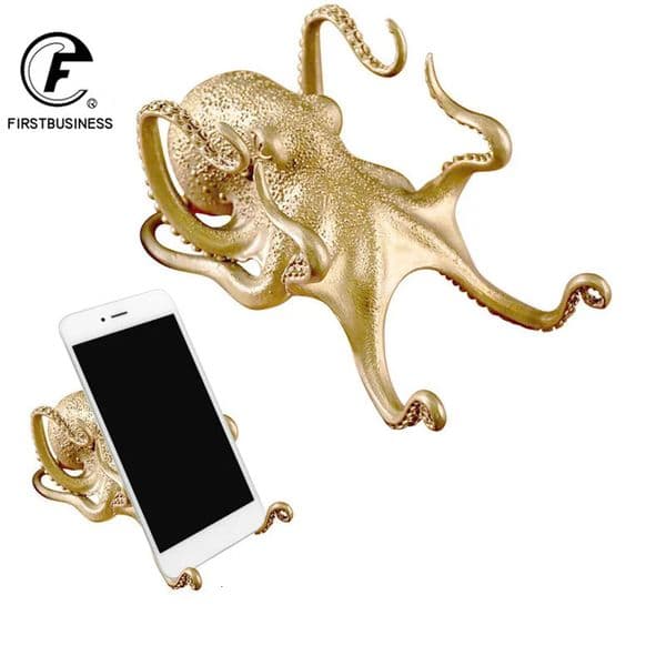 Metal Octopus Cuttlefish Figurines Statue Desk Stand for Phone Bracket Pen Spectacles Holder Car Ornaments Home Decor Decoration 241212