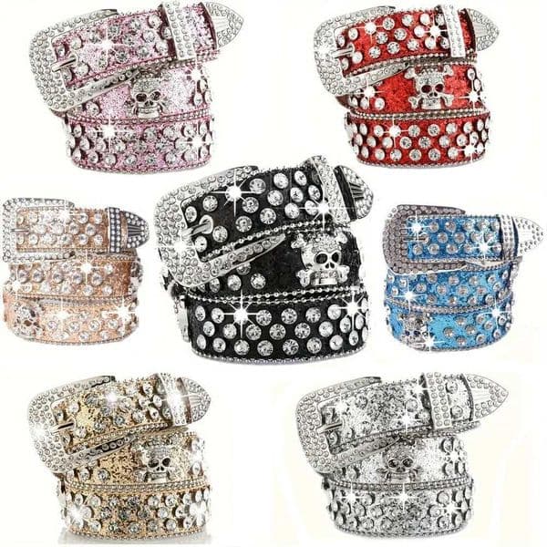 Belts Fashion rhinestone western denim girl Sty Y2K with flash Pu ather BB with jeans womens dress accessoriesH241212