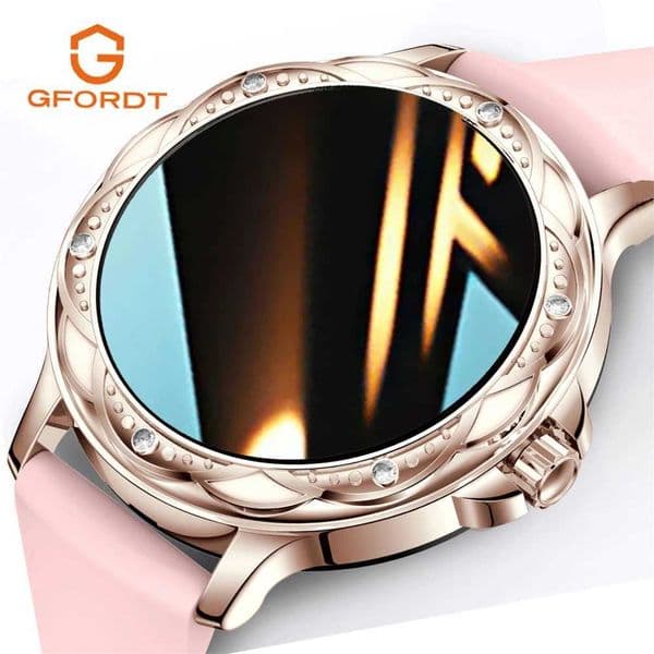GFORDT Womens BT Call Smart Watch Womens Heart Rate and Pressure Monitor Fitness Bracelet Diamond Smart Watch Suitable for Android and iOS T241213