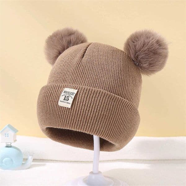 Winter Warm Baby Knitted Hats Children Kids Beanie Caps Soft Double Pom Toddler Knit Hat Infant Crochet Skull Cap for Boys GirlsXJ241213