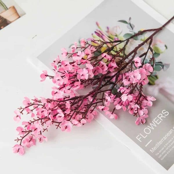 Cherry Blossoms Artificial Flowers Babys Breath Gypsophila Fake Flowers DIY Wedding Home Vase Decoration Faux Flowers BranchXJ241212