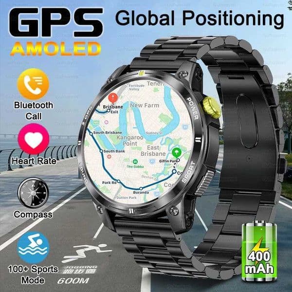 New GPS Outdoor Professional Sports Smart Watch Mens Heart Rate BT Call 3ATM Waterproof Swimming Fitness Smart Watch T241213