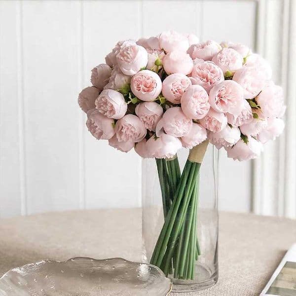 27 Heads Rose Pink Peony Artificial Flowers Silk Bouquet Roses Fake Flower for Table Vase Arrange Home Wedding Decoration FlowerXJ241212
