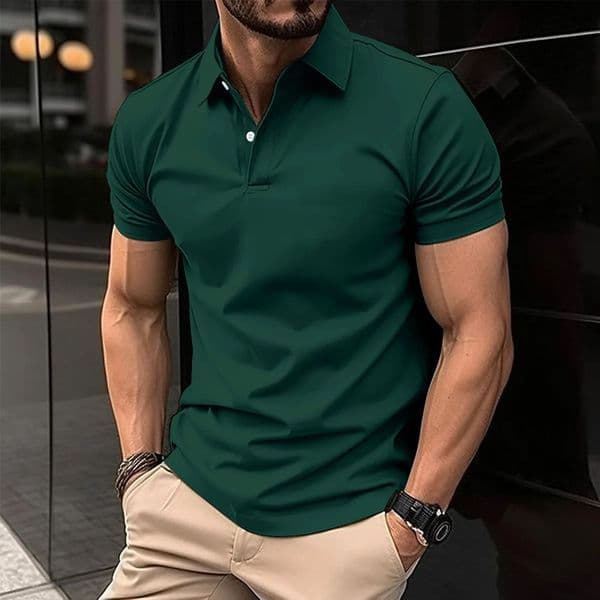 Summer Selling Fashion Mens Polo Shirt Lapel Solid Color TShirt Casual And Comfortable Street Clothing 241213