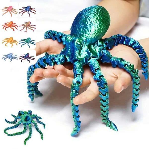 23cm 3D printed octopus mobile joint Silation octopus image creative office desktop decoration home decoration childrens gift W241214