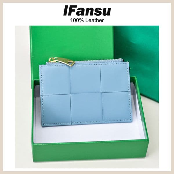 100% Genuine Leather Neutral Style Card Bag Women's Fashion Ultra-Thin Design Zipper Bag Coin Purse New