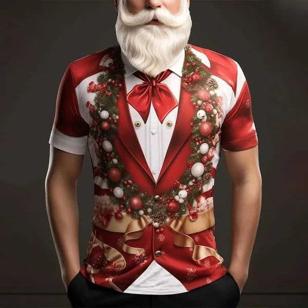 Fashion 3D Merry Christmas Print T-shirt Santa Claus Christmas pattern T-shirt Men and women short sleeve neutral top clothing W241216