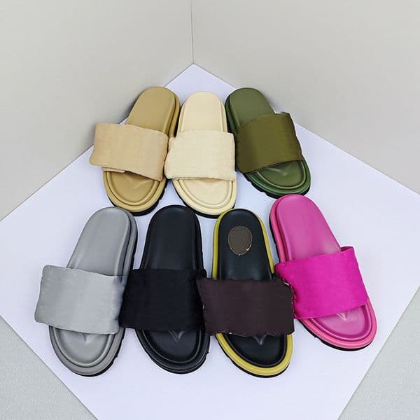 Designer slippers Alphabetic geometric Velcro muffin platform slippers Wear slide slippers outside