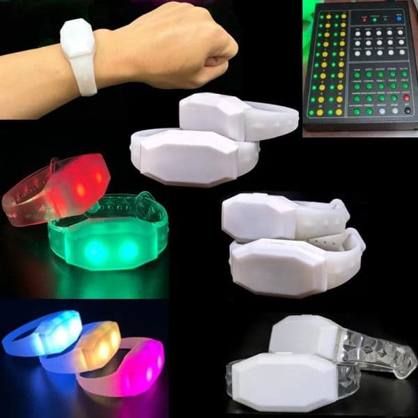 LED Bracelets Music Control 15 RGB Color Changing Luminous Flashing Wristband With 56 Keys Remote Controller 400 Meters For Party Event LL