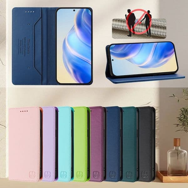 16E Suck Magnetic Closure Plain PU Leather Cases For Iphone 17 Air 16 Plus 15 14 13 12 11 Pro Max X XR XS Business Credit ID Card Slot Pocket Holder Kickstand