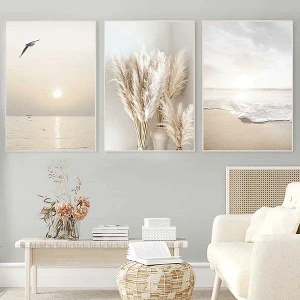 Scandinavian Simple Wall Art Bohemian Reed Beach HD Canvas Oil Painting Posters and Prints Home Bedroom Living Room DecorXJ2411216
