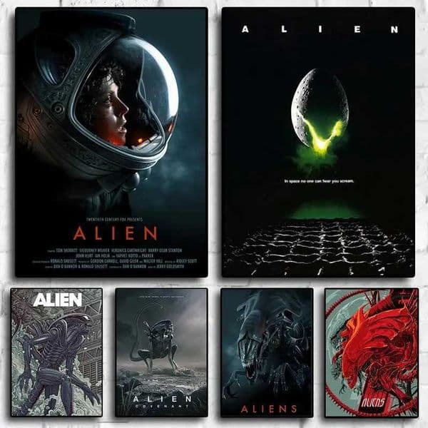 Classic Sci-Fi Alien Movie Poster Retro Style Canvas Painting Astronaut Space Print Ideal Wall Art for Home Room DecorationXJ2411216