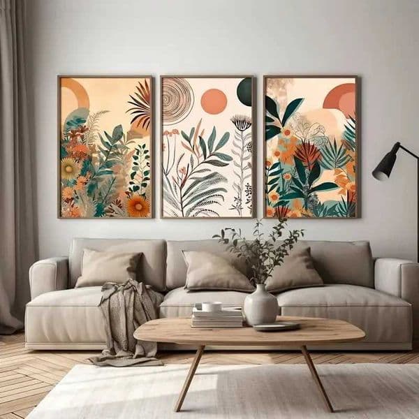 3pcs Canvas Poster Modern Art Boho Floral Posters Century Mid Modern Wall Art Ideal Gift for Bedroom Living Room Corridor DecorXJ2411216