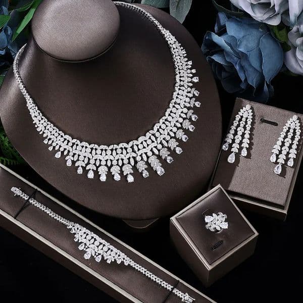 4 selling bridal wedding jewelry sets in 2024 cubic zirconia Dubai set 241212