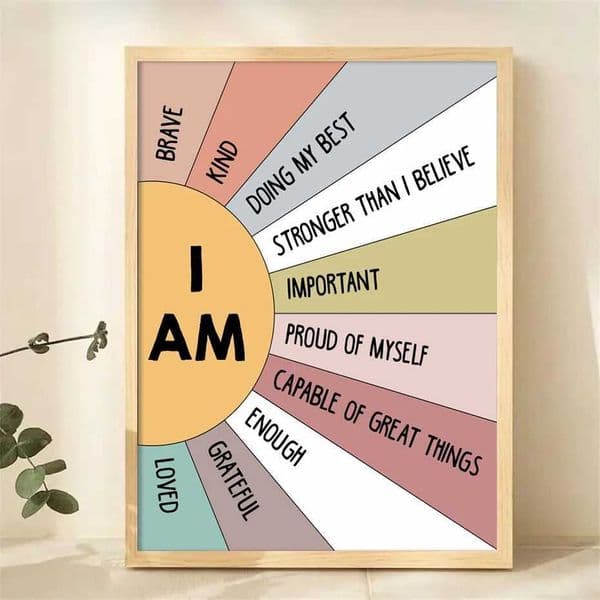 1PCS Educational Sun Colorful Positive Affirmation Quote Boho Poster Wall Art Canvas Painting Print Picture Kid Room Home DecorXJ2411216