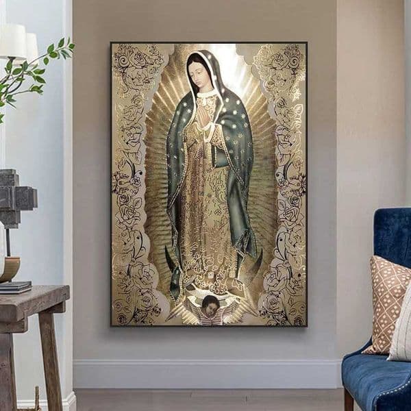 Retro Lady of Guadalupe Wall Art Canvas Painting Religious Catholic Art Decor Picture The Virgin of Guadalupe Poster Home DecorXJ2411216