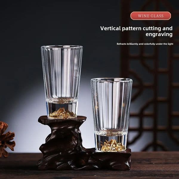 Crystal Mount Fuji Whiskey Glass Creative Glass Household KTV Bar Vertical Baijiu Cup 241217