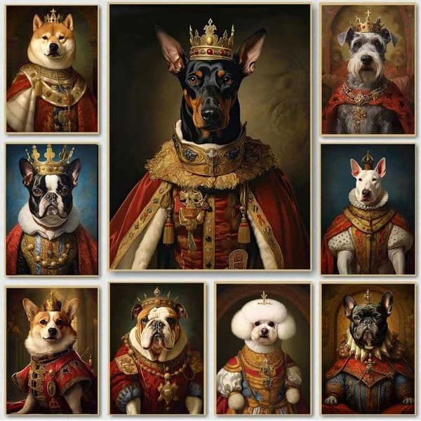 Modern Pet Portrait Aesthetics Wall Art Dog King Royal Animal Sail HD Oil On Canvas Posters And Prints Home Bedroom Decor GiftsXJ2411216