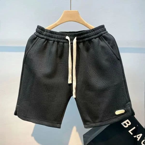Mens shorts four seasons Running Short for Men Casual Jogging Short Pants Wave Pattern Solid Color Drawstring man Sports Shorts 241217