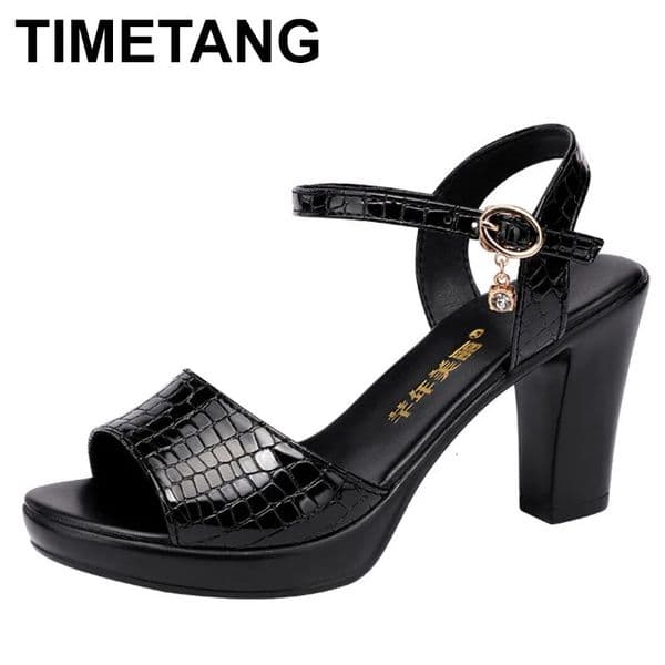 High quality summer leather sandals high heel size 32 33 42 43 platform open toe elegant shoe black white 241218
