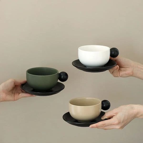 Vintage spherical ceramic coffee cup European style small coffee cup dessert afternoon tea coffee cup creativity 241217