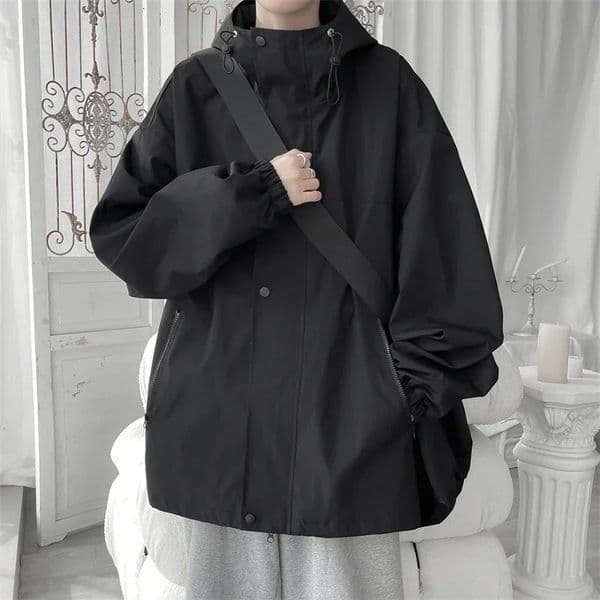 Men Hooded Jacket Men Bomber Jacket Mens Windbreakers Zipper Coats Spring Autumn Loose Cargo Jacket Men Casual Sportswear 241214