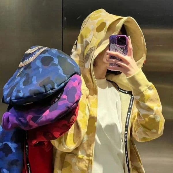 Mens Womens Hoody Sweatshirts Hoodies Shark Designer Full Zip Up Camouflage Clothing Sweater Long Sleeve Tech Fleece Fashion Unisex