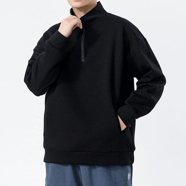 128Turtleneck Sweatshirt for Men Autumn and Winter Thickened Loose Trendy Solid Color Casual