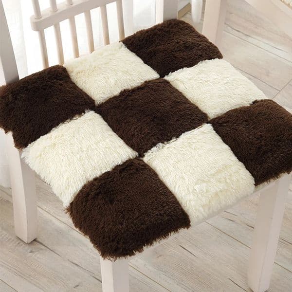 faux Rabbit Fur Plush Chair Cushion Square Seat Pads Warm Winter Anti-Slip Chair Stool Mat Office Bedroom Window Floor Mat 241219