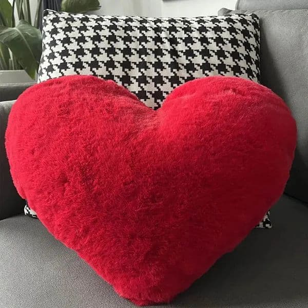Faux Rabbit Fur Heart Pillow Decorative Pillows Plush Love Heart Shaped Fluffy Throw Pillow Cushion Valentines Day Gifts 12/17 241219