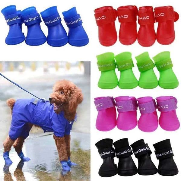 Pet WaterProof Rainshoe 4Pcs Anti-slip Rubber Boot For Small Medium Large Dogs Cats Outdoor Shoe Dog Ankle BootsXJ241218