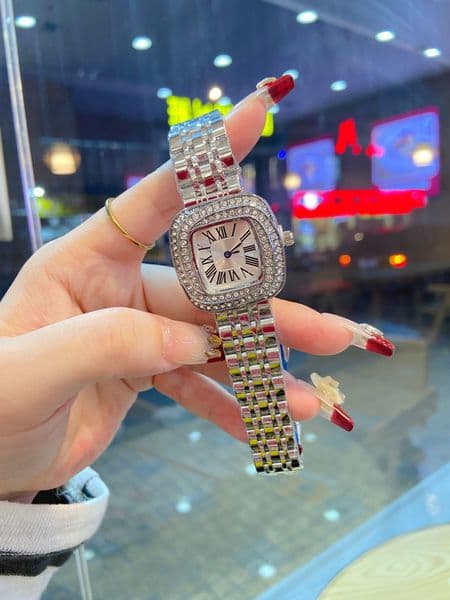 Good quality women tank watches fashion style watch Diamond inlay lady quartz movement stainless steel strap casual womens wristwatches #898